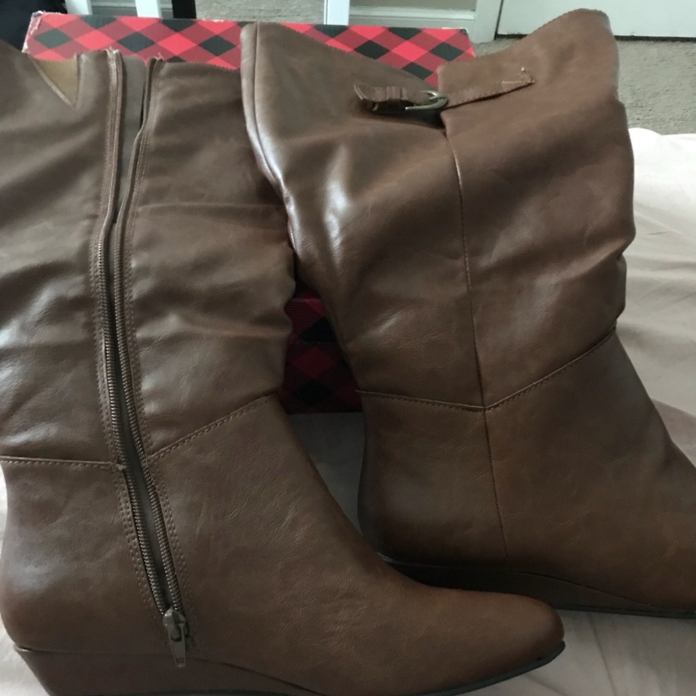 AZ ANELLA WIDE CALF BOOTS (COGNAC)